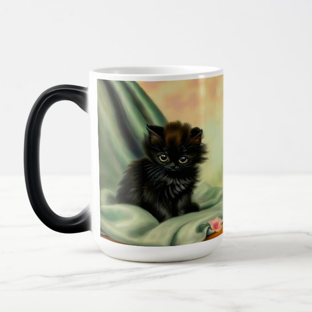 Taza Mágica Vintage Black Kitten Ilustracion (Izquierda)