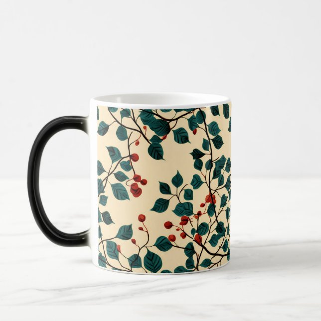 Taza Mágica Vintage Botanical Leaf Pattern Mug Desig (Izquierda)
