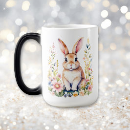 Taza Mágica Vintage Floral Easter Bunny Personalizado