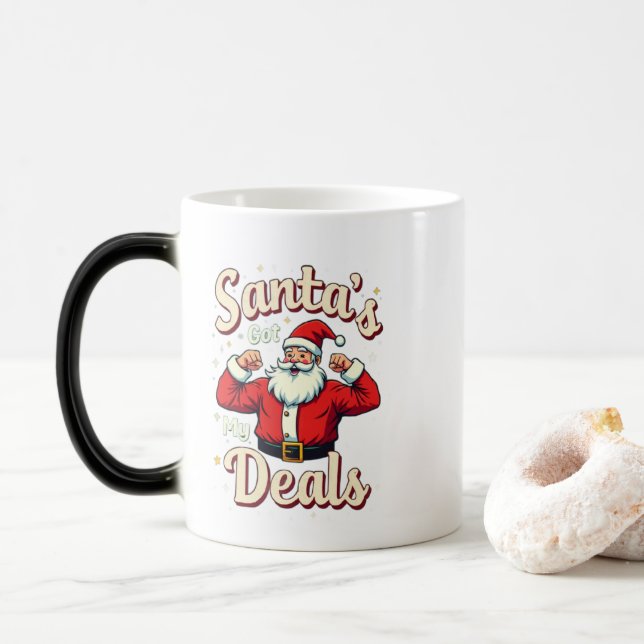 Taza Mágica Vintage Retro Divertido Santa Flexionando Ofertas  (Con donut)