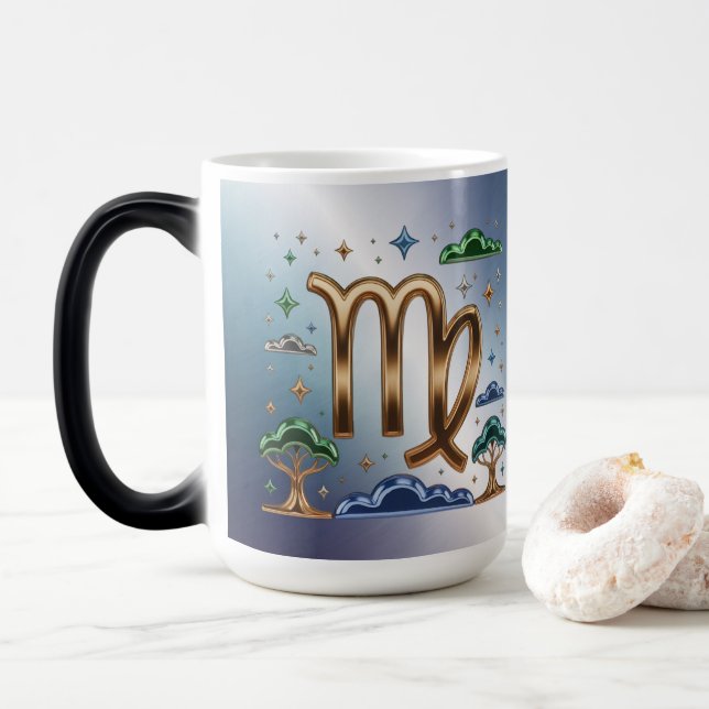 Taza Mágica Virgo Glyph Zodiac Sign Morphing Mug (Con donut)