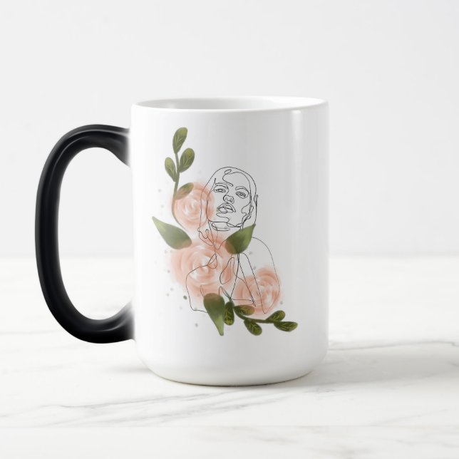 Taza Mágica Visage floral minimal – roses douces (Izquierda)