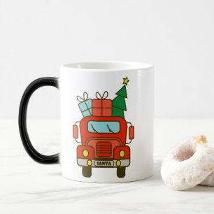Taza Mágica Vista frontal del camión Santa Feliz Navidad