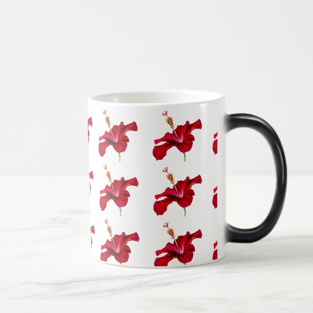 Taza Mágica Vista lateral de las flores rojas de Hibiscus (Derecha)