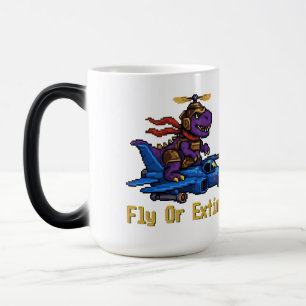 Taza Mágica Vuela O Extinto Arte Pixel Dinosaurio Piloto Caza 