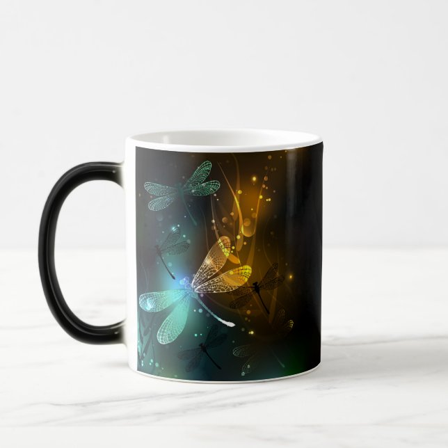 Taza Mágica Vuelo de libélula luminosa verde (Izquierda)