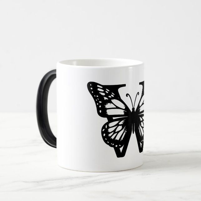 Taza Mágica W Alphabet black butterfly (Anverso izquierdo)