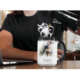 Taza Mágica Watercolor Woodpecker Woodland, personalizado