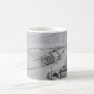 Taza Mágica Waterfoot, dibujo de lápiz de Antrim del condado