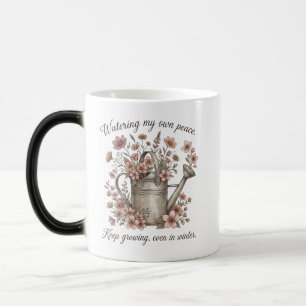Taza Mágica Watering My Own Peace Vintage Floral Botanical