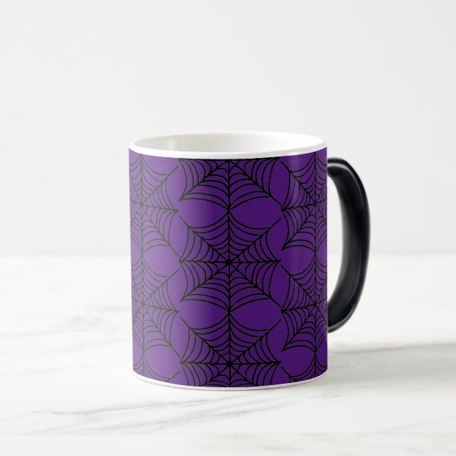 Taza Mágica Webs de araña de Halloween sobre morado (Anverso derecho)