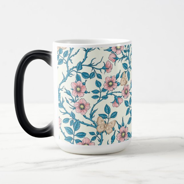 Taza Mágica Wild roses and butterflies /pink/blue/off white (Izquierda)
