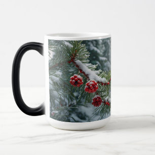 Taza Mágica Winter Wonderland Mug Evergreen Pine & Red Berries