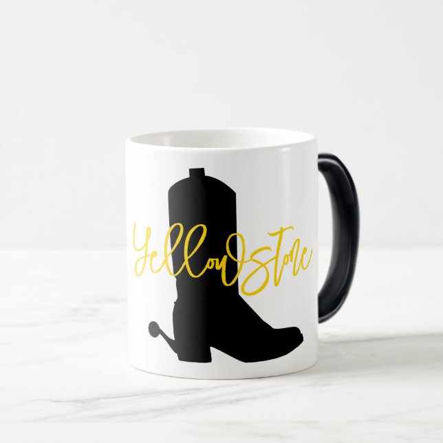 Taza Mágica Yellowstone Cowboy Boot Silhouth Name Fun (Anverso derecho)