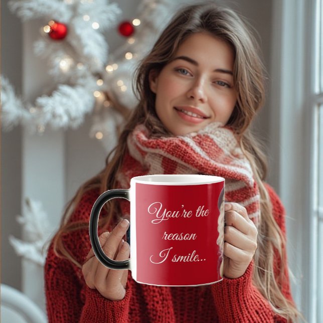 Taza Mágica You're the Reason I Smile Romantic Fun Quote Photo (You're the Reason I Smile Romantic Fun Quote Photo Color Morph Mug)