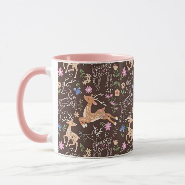 Taza Magical Folk Art Deer in a Woodland Forest (Izquierda)