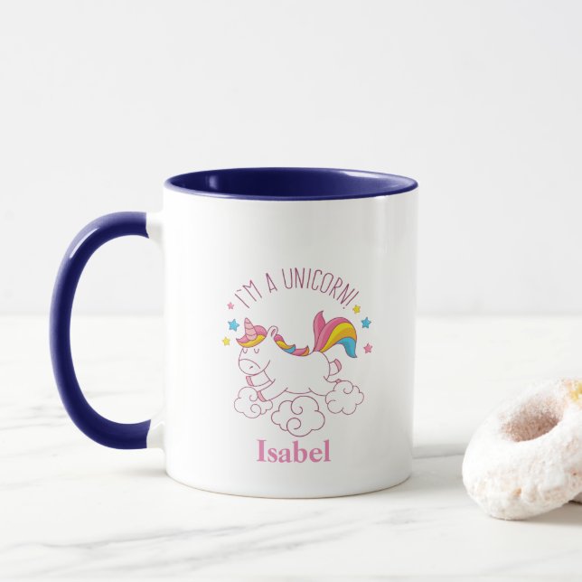 Taza Mágico, SOY UN NOMBRE PERSONALIZADO UNICORN (Con donut)