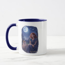 Taza Magische Dream Cat - Mädchen mit Katze unterm Mond
