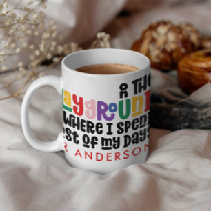 Taza Magisterio colorido tipografía arcoíris regalo mod