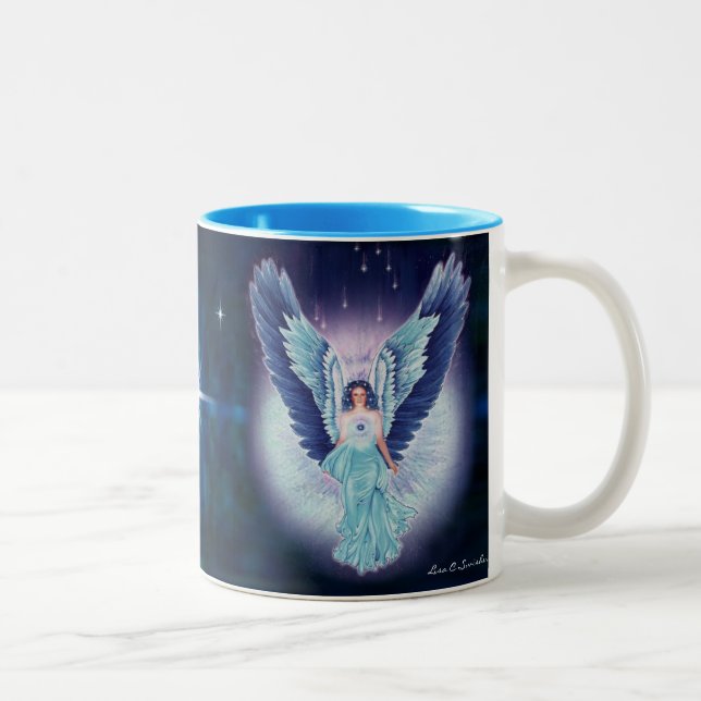 Taza magnífica del ángel azul del zafiro de la (Derecha)