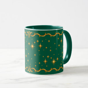Taza Magníficas Estrellas Brillantes de Oro Verde Esmer