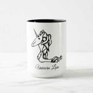 Taza Magnífico Monograma L Personalizado Unicornio Amor