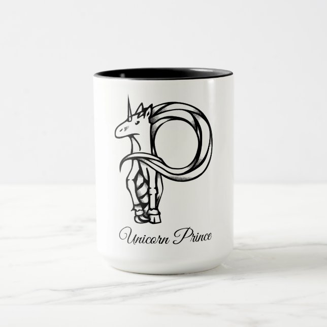 Taza Magnífico Monograma P Personalizado Unicornio Prín (Centro)