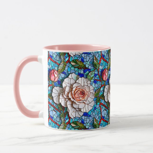 Taza Magnífico patrón de flores de mosaico (Izquierda)