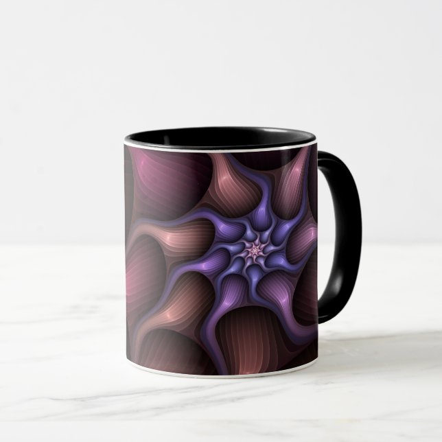 Taza Magnífico Resumen Brillante Fractal a rayas (Anverso derecho)