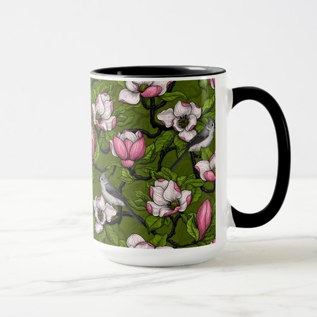 Taza Magnolia y pájaro del titmouse 2 (Derecha)