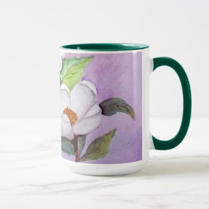 Taza Magnolias meridionales blancas Painterly en la