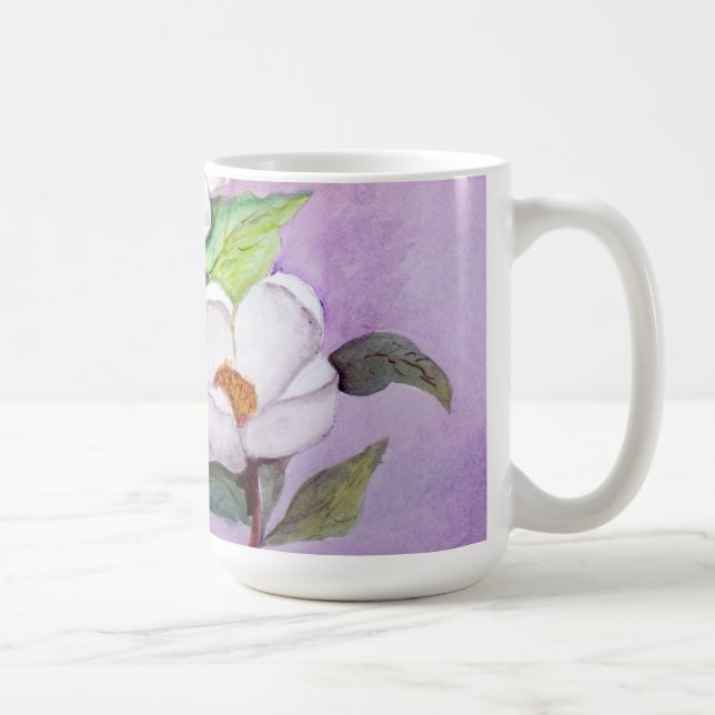 Taza Magnolias meridionales blancas Painterly en la (Derecha)