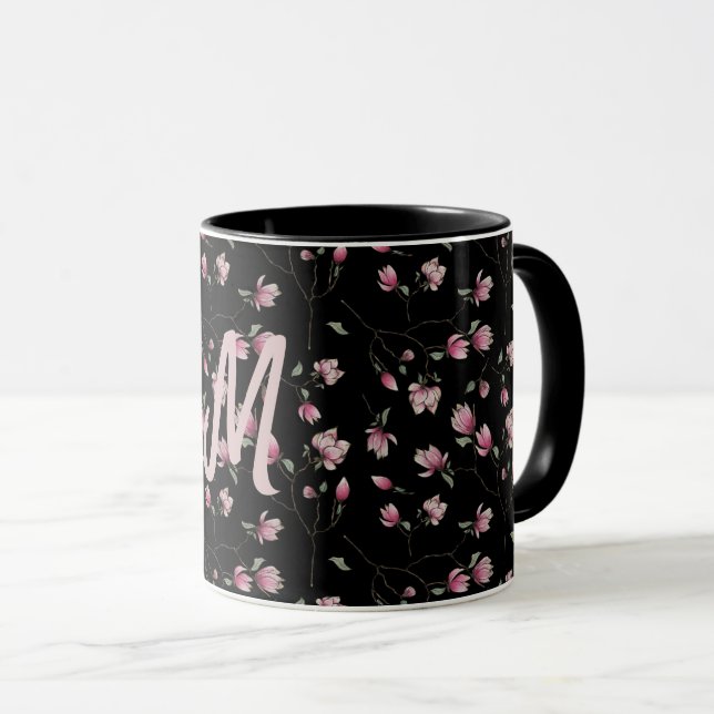 Taza Magnolias rosadas y blancas en inicio personalizad (Anverso derecho)