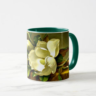 Taza Magnolias sobre tela de terciopelo de oro