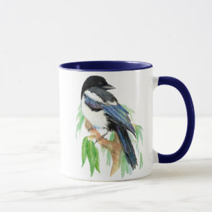 Taza Magpie, pájaro, jardín, naturaleza, vida silvestre