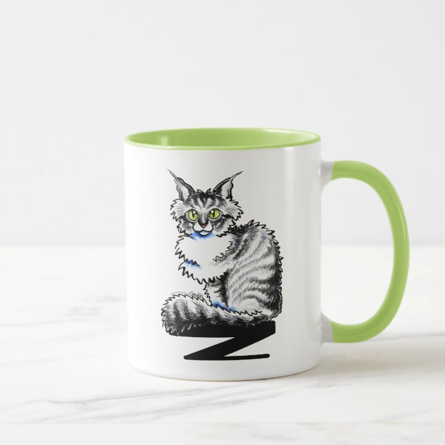 Taza Maine Coon Tabby Cat Off-Leash Art™ (Derecha)