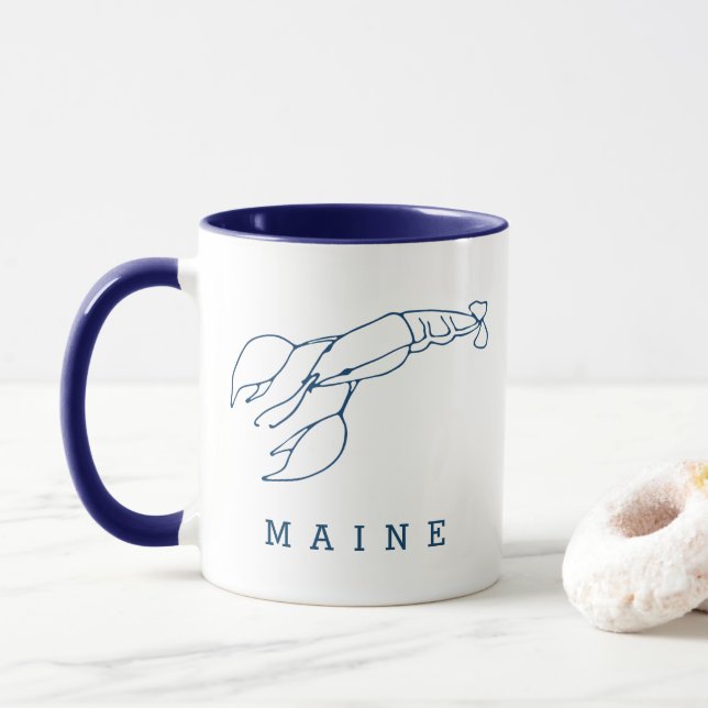 Taza Maine - Elegante Lobster Azul - Personalizado (Con donut)