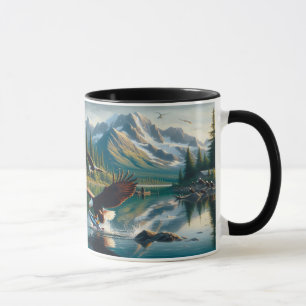 Taza Majestic Eagle Capturando peces al amanecer 20x16