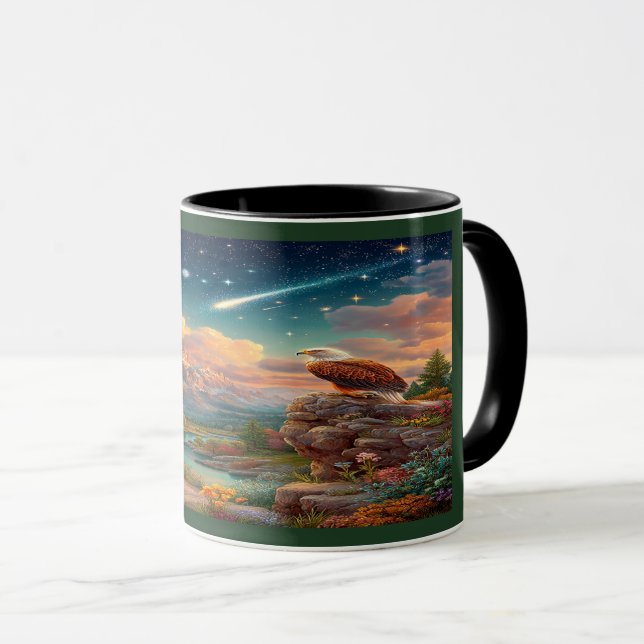 Taza Majestic Eagle Cosmic Sky Mountain Mug (Anverso derecho)