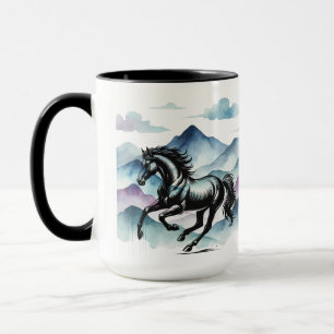 Taza Majestuosa montaña de caballos y acuarelas Mug