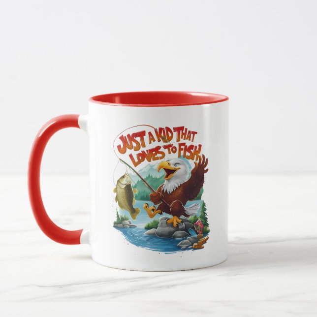 Taza Majestuoso águila calva con pescado fresco en perc (Izquierda)