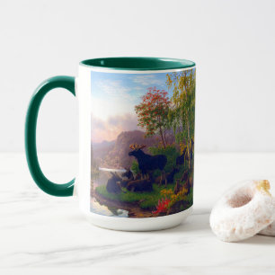 Taza Majestuoso alce en un campo paisajístico sueco de 