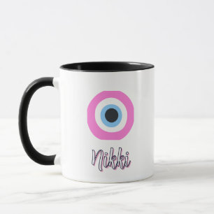 taza mal de ojo rosa personalizable