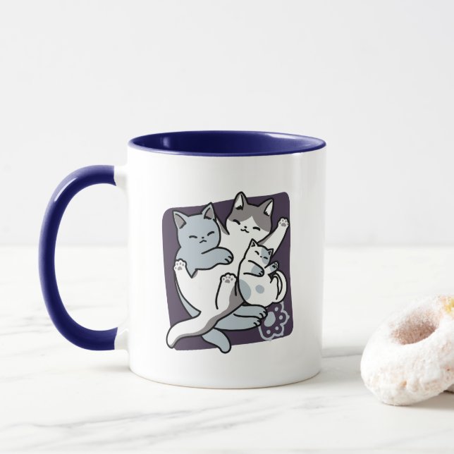 Taza Malabarismo de leva - gatos durmientes curados (Con donut)