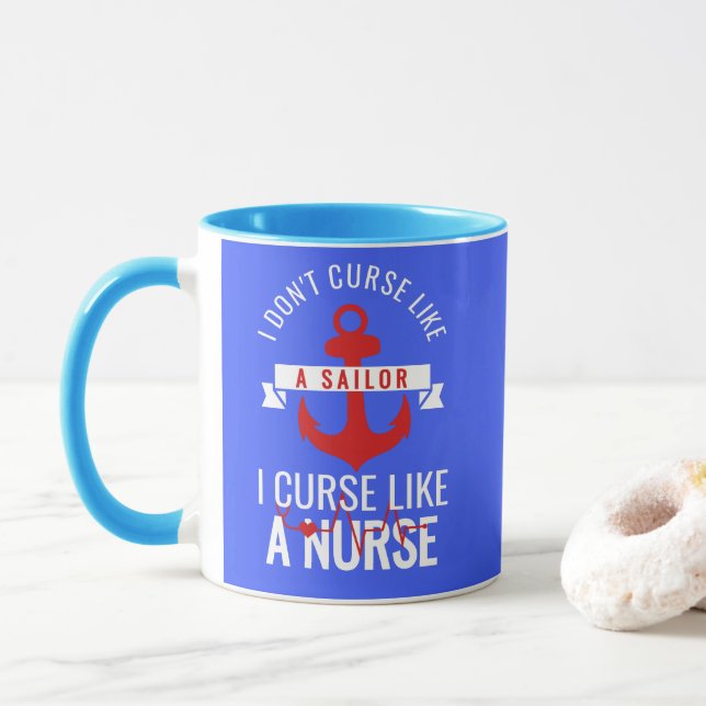 Taza Maldice Como Una Enfermera (Con donut)