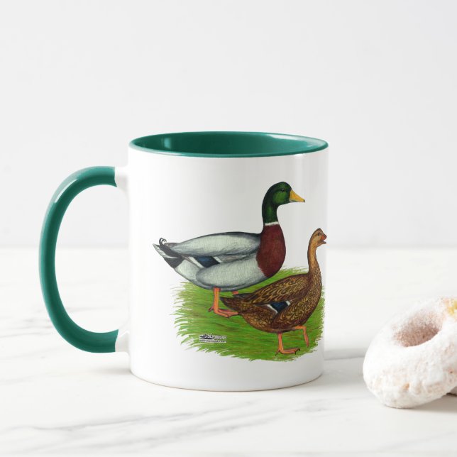 Taza Mallard Drake y Duck (Con donut)