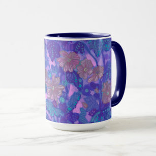 Taza Mallow Bloom, Malva Flores Pintando Floral Púrpura