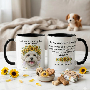 Taza Maltés mi dosis diaria de felicidad Girasoles