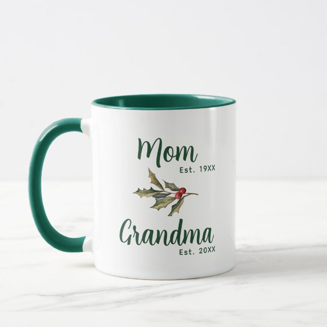 Taza Mamá a la abuela Navidades Personalizado de vacaci (Izquierda)