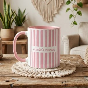 Taza Mamá Anuncio personalizado de bebé con rayas ros